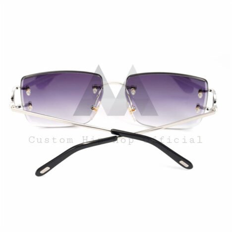 Stylish Purple Lens 925 Sterling Silver Iced Out Moissanite Diamond Sunglasses - Image 5