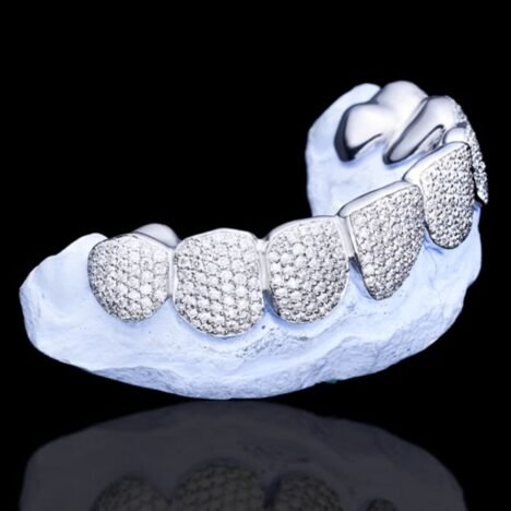 Sterling Silver Hip Hop Top 8 Iced Out Moissanite Diamond Custom Grillz For Men - Image 2