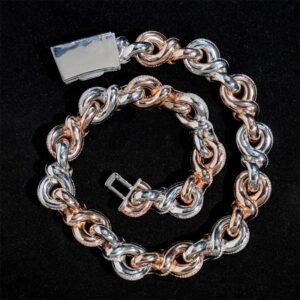 23MM Iced Out Moissanite Diamond Chain, Rose & White Gold Hip Hop Jewelry - Image 2