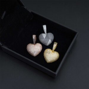 4MM Moissanite Tennis Chain with Heart Pendant - Hip Hop Iced Out Jewelry - Image 3