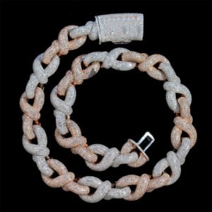 23MM Iced Out Moissanite Diamond Chain, Rose & White Gold Hip Hop Jewelry - Image 4