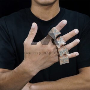 Rose Gold Two Tone Custom Initial Letter Ring ChampionShip Style Iced Out - Image 3