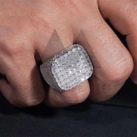 Hip Hop Iced Out VVS Moissanite Diamond Ring For Men 925 Silver - Image 4