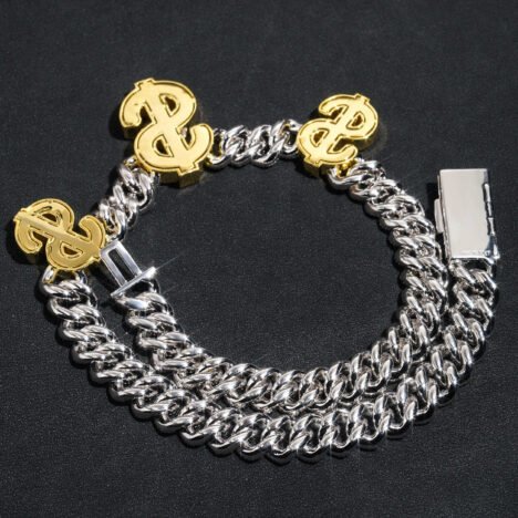 Men's 15MM Iced Out Moissanite Cuban Chain w/ Dollar Sign - Hip Hop Jewelry - Image 4