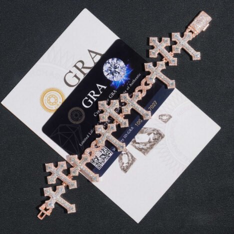 Iced Out VVS Moissanite Infinity Link Cross Bracelet Hip Hop Jewelry - Image 4