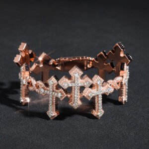 Iced Out VVS Moissanite Infinity Link Cross Bracelet Hip Hop Jewelry - Image 2