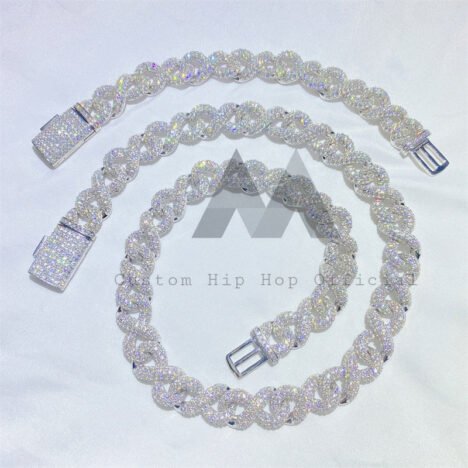 15MM Iced Out Infinity Link Chain Sterling Silver 925 Rapper Jewelry - Image 3