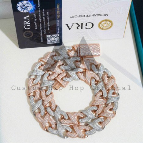 Men's 15MM Rose Gold Moissanite Iced Out Infinity Link Chain - Image 3