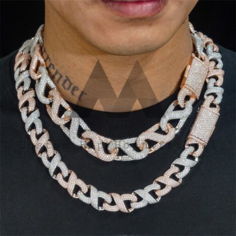Men's 15MM Rose Gold Moissanite Iced Out Infinity Link Chain - Image 4