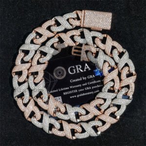 Men's 15MM Rose Gold Moissanite Iced Out Infinity Link Chain