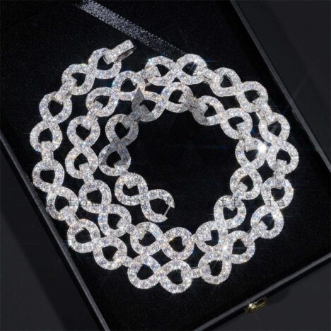 Iced Out 925 Silver 13MM Moissanite Infinity Chain - Hip Hop Jewelry - Image 2