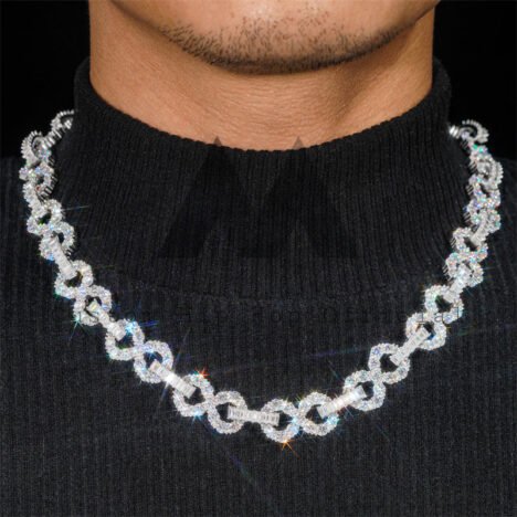 Iced Out 925 Silver 13MM Moissanite Infinity Chain - Hip Hop Jewelry - Image 7