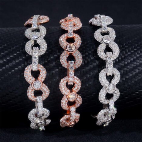 Hip Hop Moissanite Jewelry 13MM Iced Out Moissanite Diamond Infinity Link Bracelet - Image 3