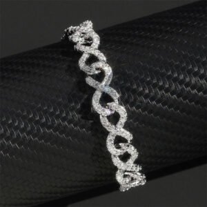 10MM Iced Out Sterling Silver 925 Infinity Link Bracelet Moissanite Hip Hop Jewelry - Image 5