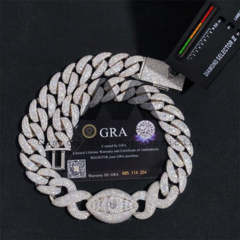 Iced-Out 925 Silver Cuban Link Bracelet with Infinity & Evil Eye Charm - Image 3