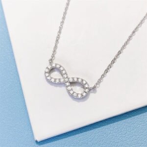 Valentines Day Women Elegant Design Moisasnite Diamond Infinity Link Necklace - Image 2