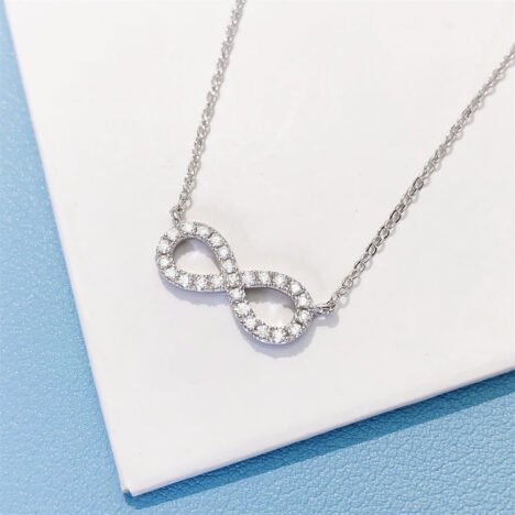 Valentines Day Women Elegant Design Moisasnite Diamond Infinity Link Necklace - Image 2