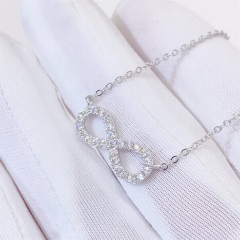 Valentines Day Women Elegant Design Moisasnite Diamond Infinity Link Necklace - Image 3