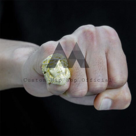 14K Gold Plated Sterling Silver Moissanite Jesus Head Ring - Iced Out Hip Hop Jewelry - Image 2