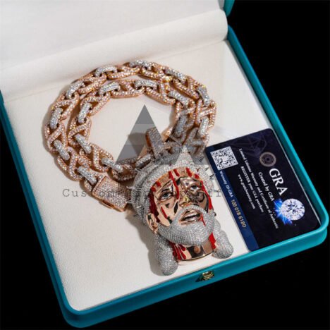 VVS Moissanite Diamond Hip Hop Iced Out 3D Blood Jesus Pendant Rose Gold Mix White Gold - Image 5