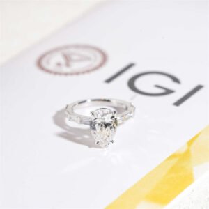 Pear Cut 3.45CT CVD Lab Diamond Engagement Ring in 10K-18K White Gold - Image 4
