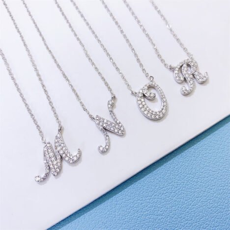 925 Sterling Silver Moissanite Letter Necklace for Women, Cute Hip Hop Style - Image 2