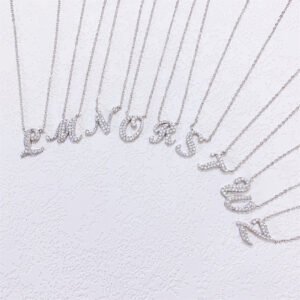 925 Sterling Silver Moissanite Letter Necklace for Women, Cute Hip Hop Style - Image 4