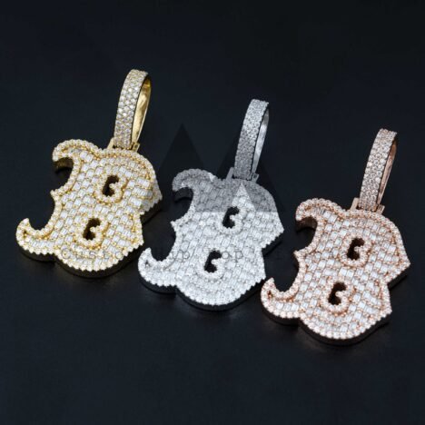 Moissanite Diamond Initial 'B' Pendant for 10MM Cuban Chain - Iced Out Hip Hop Jewelry