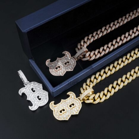 Moissanite Diamond Initial 'B' Pendant for 10MM Cuban Chain - Iced Out Hip Hop Jewelry - Image 4