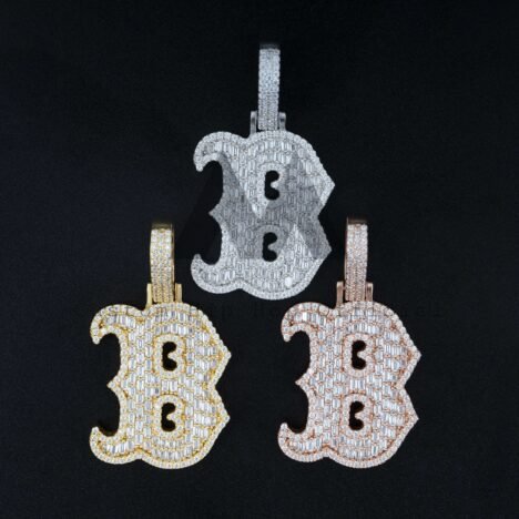 Moissanite Diamond Initial 'B' Pendant for 10MM Cuban Chain - Iced Out Hip Hop Jewelry - Image 5
