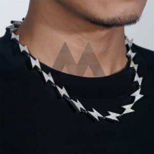 New Arrival 925 Silver Men Rapper Chain Lightening Link Chain Iced Out VVS Moissanite Diamond - Image 3