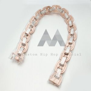 18MM Rose Gold Moissanite Mariner Chain | 925 Silver Luxury Necklace - Image 4