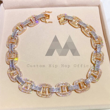 18MM Rose Gold Moissanite Mariner Chain | 925 Silver Luxury Necklace - Image 5