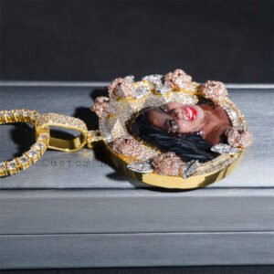 Custom Enamel 2inch Memory Pendant With VVS Moissanite Diamond Fit For 4MM Tennis Chain - Image 5