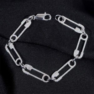 8MM Iced Out Moissanite Diamond Clip Bracelet For Men 925 Silver - Image 3