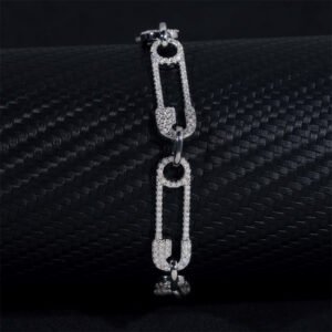 8MM Iced Out Moissanite Diamond Clip Bracelet For Men 925 Silver - Image 4