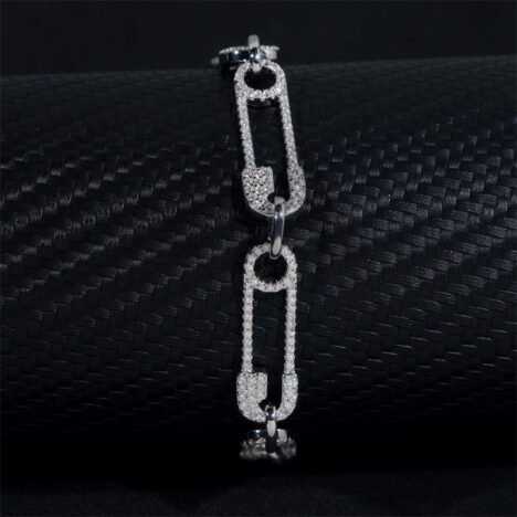 8MM Iced Out Moissanite Diamond Clip Bracelet For Men 925 Silver - Image 4