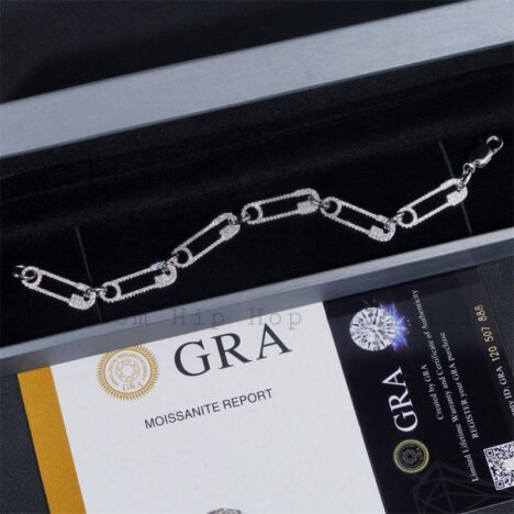 8MM Iced Out Moissanite Diamond Clip Bracelet For Men 925 Silver - Image 5