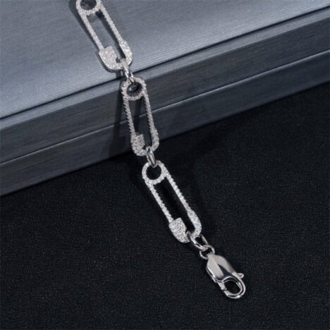 8MM Iced Out Moissanite Diamond Clip Bracelet For Men 925 Silver - Image 6