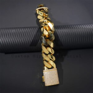 Iced Out 30MM Hand Made 999 Silver Moisasnite Cuban Link Bracelet Miami Style - Image 4