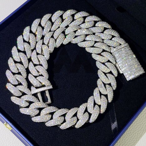 23MM Iced Out Moissanite Cuban Link Chain Necklace - Hip Hop Jewelry