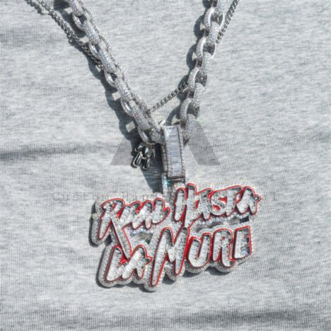 Hip Hop Rapper Chain Iced Out VVS Moissanite Baguette Cut Diamond Real Hasta La Mure Pendant - Image 3