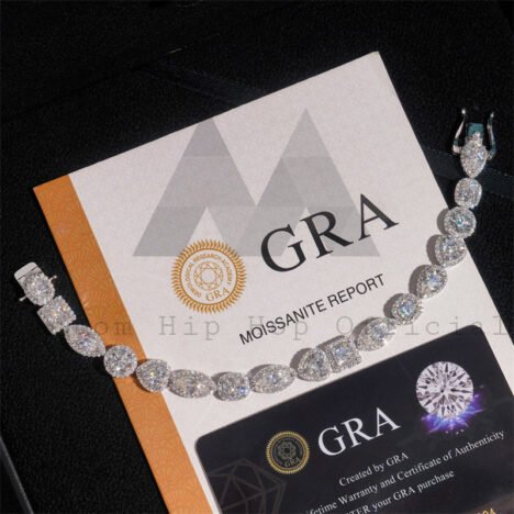 White Gold Finish VVS Moissanite Diamond Bracelet - Hip Hop Jewelry - Image 2