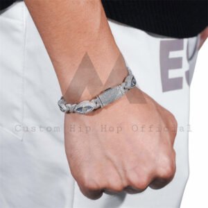 Stylish 925 Sterling Silver Men Jewelry 10MM Moissanite Evil Eye Infinity Link Cuban Bracelet - Image 4