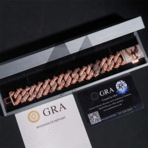 20MM Moissanite Cuban Bracelet Rose Gold Plated Hip Hop Jewelry - Image 2