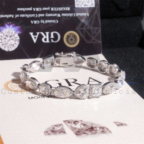 White Gold Finish VVS Moissanite Diamond Bracelet - Hip Hop Jewelry - Image 3