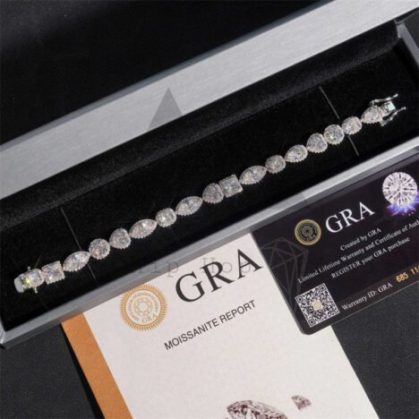 White Gold Finish VVS Moissanite Diamond Bracelet - Hip Hop Jewelry - Image 4