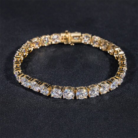 Men's 10K Solid Gold 5MM Moissanite Tennis Bracelet - Hip Hop Style Jewelry