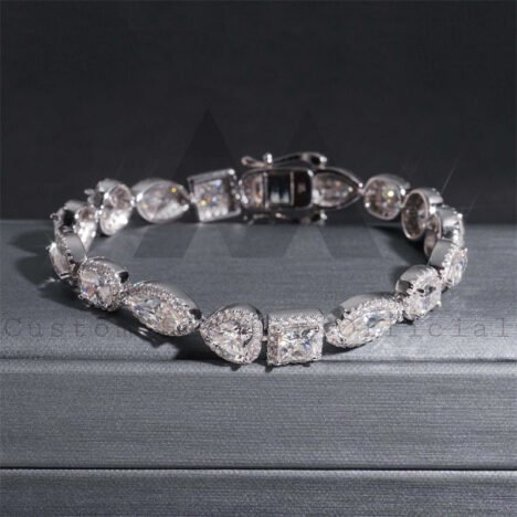 White Gold Finish VVS Moissanite Diamond Bracelet - Hip Hop Jewelry