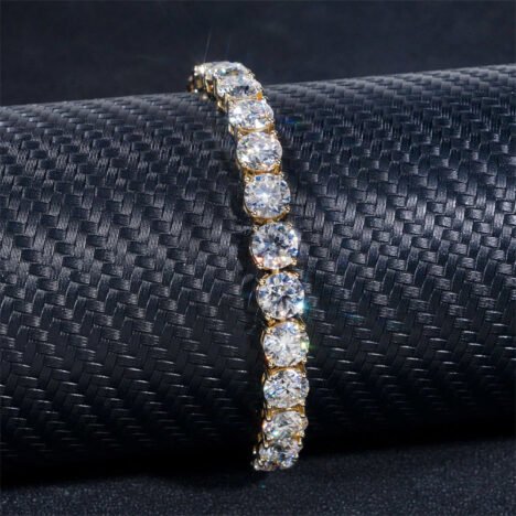 Men's 10K Solid Gold 5MM Moissanite Tennis Bracelet - Hip Hop Style Jewelry - Image 2
